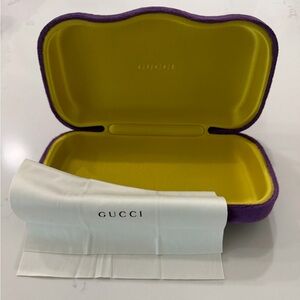 Gucci Purple Velvety Exterior Yellow Interior Sunglasses Case with Branded Cloth